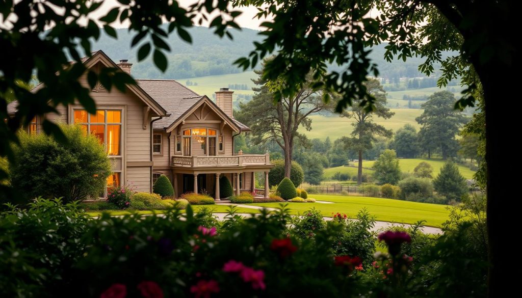 A cozy home with a warm, inviting atmosphere, illuminated by soft, natural lighting filtering through large windows. In the foreground, a well-maintained garden with lush foliage and vibrant flowers frames the property. The middle ground features the main house, a stately two-story structure with a classic, timeless design, its exterior adorned with intricate architectural details. In the background, a verdant landscape dotted with towering trees and rolling hills creates a sense of tranquility and security, evoking a feeling of trust and stability. The scene conveys a sense of ownership, responsibility, and the comfort of a secure, well-protected home. A cozy home with a warm, inviting atmosphere, illuminated by soft, natural lighting filtering through large windows. In the foreground, a well-maintained garden with lush foliage and vibrant flowers frames the property. The middle ground features the main house, a stately two-story structure with a classic, timeless design, its exterior adorned with intricate architectural details. In the background, a verdant landscape dotted with towering trees and rolling hills creates a sense of tranquility and security, evoking a feeling of trust and stability. The scene conveys a sense of ownership, responsibility, and the comfort of a secure, well-protected home.