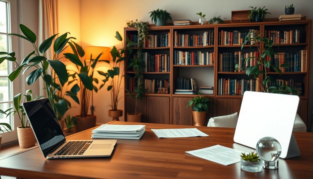 A cozy living room with warm lighting, lush houseplants, and a large wooden desk. On the desk, a laptop computer, a stack of documents, and a glass paperweight. A well-stocked bookshelf stands in the background, hinting at the wealth of knowledge and experience within. The scene evokes a sense of security, stability, and the thoughtful planning of a family's financial future. The overall atmosphere is one of care, foresight, and the enduring legacy passed down to younger generations. A cozy living room with warm lighting, lush houseplants, and a large wooden desk. On the desk, a laptop computer, a stack of documents, and a glass paperweight. A well-stocked bookshelf stands in the background, hinting at the wealth of knowledge and experience within. The scene evokes a sense of security, stability, and the thoughtful planning of a family's financial future. The overall atmosphere is one of care, foresight, and the enduring legacy passed down to younger generations.