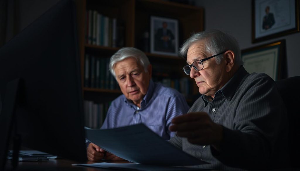 A dimly lit office, the soft glow of a computer screen illuminating the face of a concerned elderly individual as they review financial documents. In the background, a bookshelf filled with legal tomes and a framed certificate hinting at the complexities of navigating the legal landscape surrounding nursing home trust withdrawals. The scene conveys a sense of unease and the need for guidance, reflecting the challenges faced by those seeking to safeguard their trust and protect against potential exploitation. A dimly lit office, the soft glow of a computer screen illuminating the face of a concerned elderly individual as they review financial documents. In the background, a bookshelf filled with legal tomes and a framed certificate hinting at the complexities of navigating the legal landscape surrounding nursing home trust withdrawals. The scene conveys a sense of unease and the need for guidance, reflecting the challenges faced by those seeking to safeguard their trust and protect against potential exploitation.