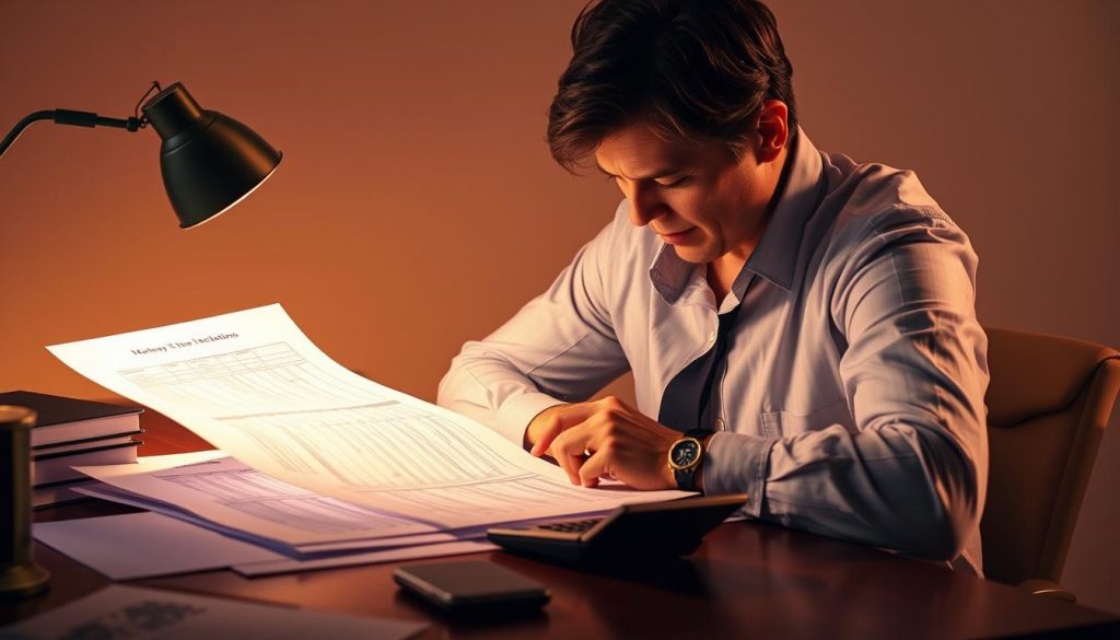 A financial advisor sitting at a desk, surrounded by documents and a calculator, deep in thought as they calculate the inheritance tax implications of a gift transfer. The scene is illuminated by warm, soft lighting, creating a contemplative atmosphere. The advisor's face is partially obscured, focusing the viewer's attention on the paperwork and the intricate process of determining the tax obligations. The background is a neutral, muted tone, allowing the subject to take center stage. The overall composition conveys the complexity and importance of properly navigating inheritance tax laws when making gifts. A financial advisor sitting at a desk, surrounded by documents and a calculator, deep in thought as they calculate the inheritance tax implications of a gift transfer. The scene is illuminated by warm, soft lighting, creating a contemplative atmosphere. The advisor's face is partially obscured, focusing the viewer's attention on the paperwork and the intricate process of determining the tax obligations. The background is a neutral, muted tone, allowing the subject to take center stage. The overall composition conveys the complexity and importance of properly navigating inheritance tax laws when making gifts.