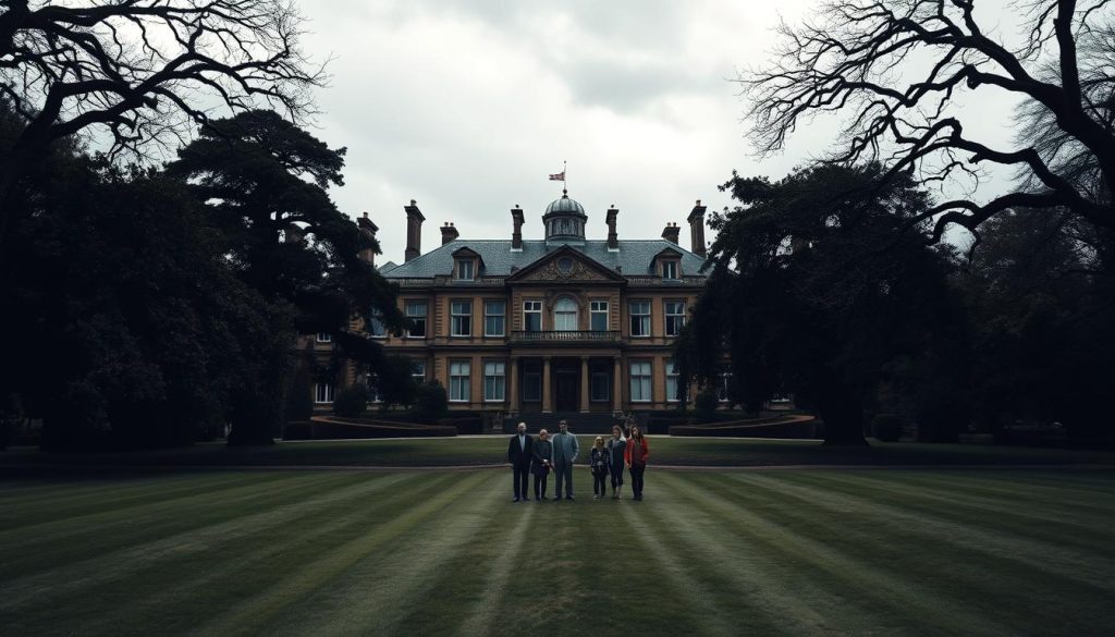 A grand estate set against a somber backdrop, the weight of inheritance duty looming like a dark cloud. In the foreground, a manicured lawn leads to a stately manor, its ornate facade exuding an air of old-world opulence. Majestic trees line the periphery, their branches casting long shadows across the scene. The sky is overcast, lending an air of melancholy to the proceedings. In the middle ground, a family gathers, faces etched with concern as they navigate the complexities of inheritance and the associated tax burdens. The mood is one of contemplation, with a sense of the gravity of the situation permeating the atmosphere. A carefully composed wide-angle shot, capturing the grandeur and the somber realities of estate inheritance duty. A grand estate set against a somber backdrop, the weight of inheritance duty looming like a dark cloud. In the foreground, a manicured lawn leads to a stately manor, its ornate facade exuding an air of old-world opulence. Majestic trees line the periphery, their branches casting long shadows across the scene. The sky is overcast, lending an air of melancholy to the proceedings. In the middle ground, a family gathers, faces etched with concern as they navigate the complexities of inheritance and the associated tax burdens. The mood is one of contemplation, with a sense of the gravity of the situation permeating the atmosphere. A carefully composed wide-angle shot, capturing the grandeur and the somber realities of estate inheritance duty.