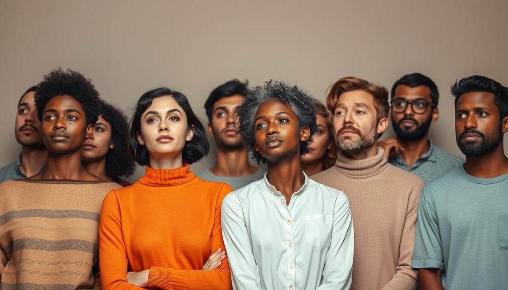 A group of individuals, each distinct and unique, standing in a thoughtful, serene pose. Soft, warm lighting illuminates their faces, conveying a sense of calm and contemplation. The scene is set against a muted, neutral background, allowing the subjects to take center stage. The composition is balanced, with the figures arranged in a harmonious manner, creating a sense of unity and interconnectedness. The overall atmosphere is one of tranquility and introspection, reflecting the idea of "exempt beneficiaries" in a visually compelling manner.