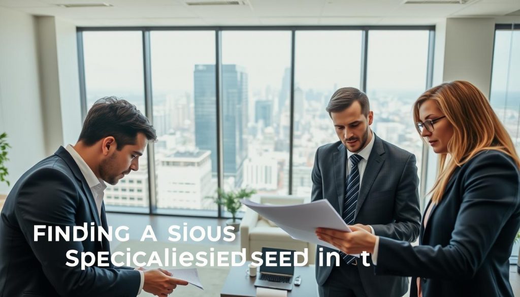 A group of professional trust consultants earnestly discussing financial planning in a modern, well-lit office. In the foreground, three smartly dressed individuals lean in, their expressions contemplative as they pore over documents. The middle ground reveals an airy, sunlit space with sleek furniture and a minimalist aesthetic. In the background, a floor-to-ceiling window offers a panoramic view of a bustling city skyline, reflecting the consultants' expertise and the high-level services they provide. The scene conveys a sense of trust, competence, and attention to detail, perfectly illustrating the topic of "Finding a Solicitor Specialised in Trusts". A group of professional trust consultants earnestly discussing financial planning in a modern, well-lit office. In the foreground, three smartly dressed individuals lean in, their expressions contemplative as they pore over documents. The middle ground reveals an airy, sunlit space with sleek furniture and a minimalist aesthetic. In the background, a floor-to-ceiling window offers a panoramic view of a bustling city skyline, reflecting the consultants' expertise and the high-level services they provide. The scene conveys a sense of trust, competence, and attention to detail, perfectly illustrating the topic of "Finding a Solicitor Specialised in Trusts".