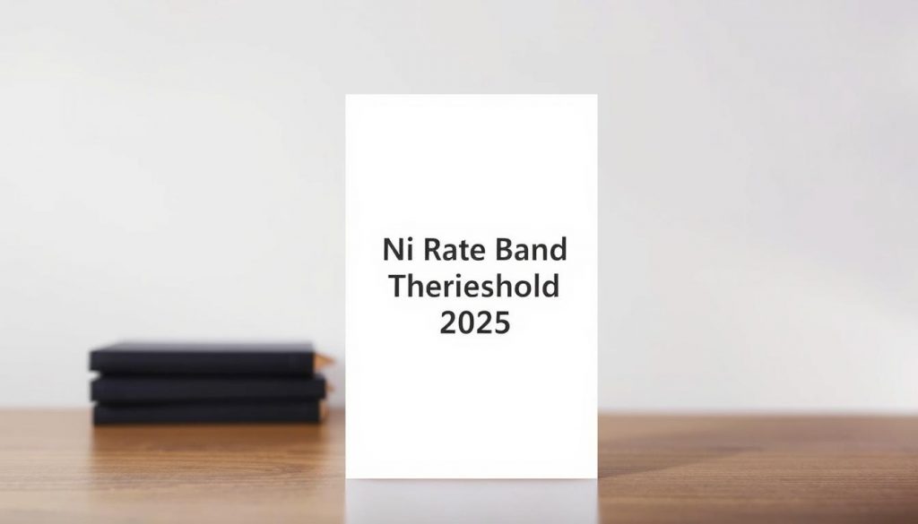 A high-contrast, evenly lit financial document titled "Nil Rate Band Threshold 2025" displayed in the center of the frame against a neutral, soft-focus background. The document appears crisp and official, with clean typography and a minimal, professional design. The lighting creates a sense of importance and gravity, while the blurred background maintains a sense of context without distracting from the primary subject. The overall tone is authoritative, with a touch of gravitas befitting the technical and legislative nature of the content.