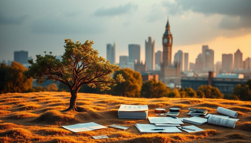 A meticulously planned financial landscape, with a solid foundation of annuities and tax-efficient strategies. In the foreground, a family tree branching out, symbolizing the intergenerational transfer of wealth. The middle ground showcases various financial documents and tools, such as legal documents and investment portfolios, all bathed in a warm, golden light. In the background, a looming yet subdued silhouette of the UK skyline, signifying the ever-present influence of inheritance tax laws. The overall atmosphere exudes a sense of diligence, foresight, and a determination to safeguard the family's financial legacy. A meticulously planned financial landscape, with a solid foundation of annuities and tax-efficient strategies. In the foreground, a family tree branching out, symbolizing the intergenerational transfer of wealth. The middle ground showcases various financial documents and tools, such as legal documents and investment portfolios, all bathed in a warm, golden light. In the background, a looming yet subdued silhouette of the UK skyline, signifying the ever-present influence of inheritance tax laws. The overall atmosphere exudes a sense of diligence, foresight, and a determination to safeguard the family's financial legacy.