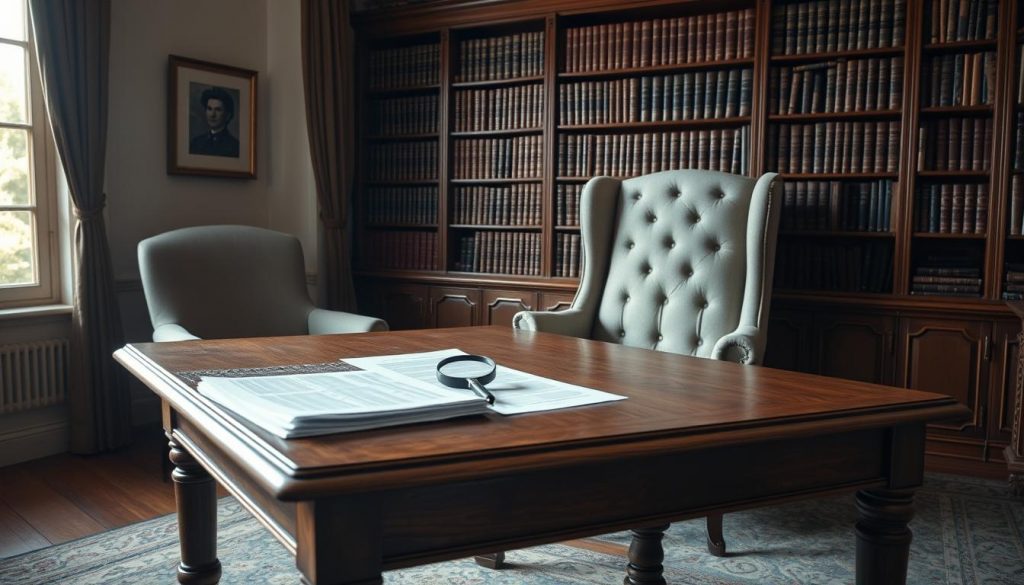 A peaceful, well-lit study with a large oak desk and a cozy armchair. On the desk, a stack of documents, a pen, and a magnifying glass, conveying an atmosphere of focused attention and careful analysis. In the background, a tall bookshelf filled with leather-bound volumes, suggesting the wealth of knowledge and expertise that goes into understanding the complexities of tax-efficient life insurance. Soft, natural lighting filters in through a window, casting a warm glow over the scene and creating a sense of trust and reassurance. The overall mood is one of thoughtful contemplation and financial security. A peaceful, well-lit study with a large oak desk and a cozy armchair. On the desk, a stack of documents, a pen, and a magnifying glass, conveying an atmosphere of focused attention and careful analysis. In the background, a tall bookshelf filled with leather-bound volumes, suggesting the wealth of knowledge and expertise that goes into understanding the complexities of tax-efficient life insurance. Soft, natural lighting filters in through a window, casting a warm glow over the scene and creating a sense of trust and reassurance. The overall mood is one of thoughtful contemplation and financial security.