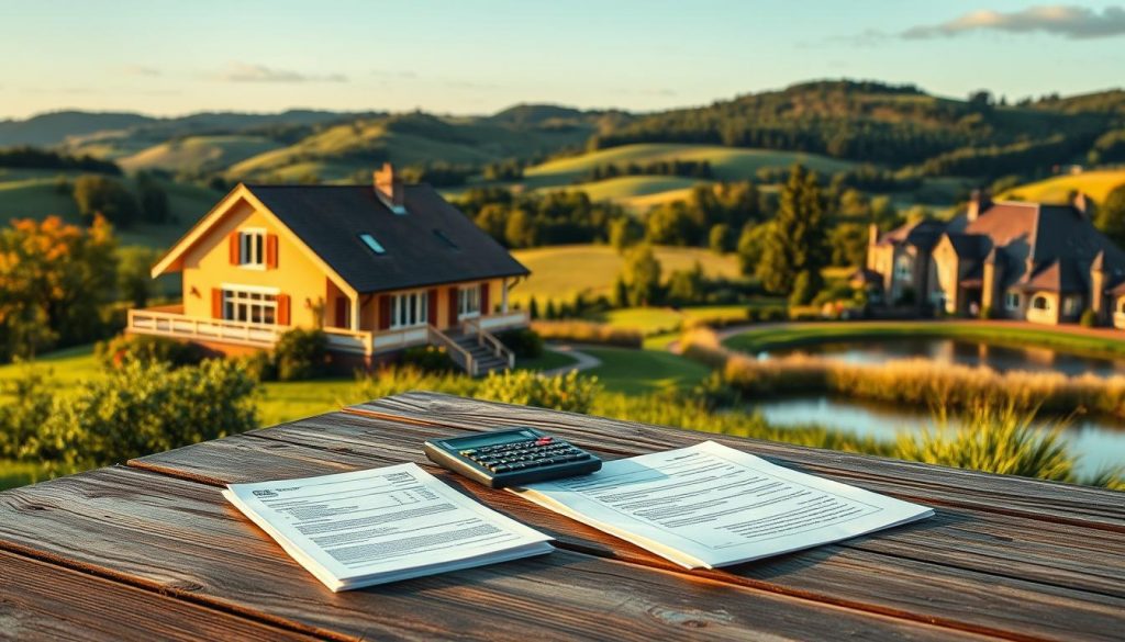 A picturesque holiday villa nestled among rolling hills, its charming facade bathed in golden afternoon light. In the foreground, financial documents and a calculator sit on a rustic wooden table, symbolizing the burden of inheritance tax. The middle ground showcases the stunning natural scenery, with lush greenery and a tranquil lake reflecting the serene atmosphere. The background hints at the grandeur of the property, with a stately manor house visible in the distance. The overall mood is one of contemplation, as the viewer is invited to consider the complex interplay between the joys of holiday ownership and the practical realities of estate planning. A picturesque holiday villa nestled among rolling hills, its charming facade bathed in golden afternoon light. In the foreground, financial documents and a calculator sit on a rustic wooden table, symbolizing the burden of inheritance tax. The middle ground showcases the stunning natural scenery, with lush greenery and a tranquil lake reflecting the serene atmosphere. The background hints at the grandeur of the property, with a stately manor house visible in the distance. The overall mood is one of contemplation, as the viewer is invited to consider the complex interplay between the joys of holiday ownership and the practical realities of estate planning.