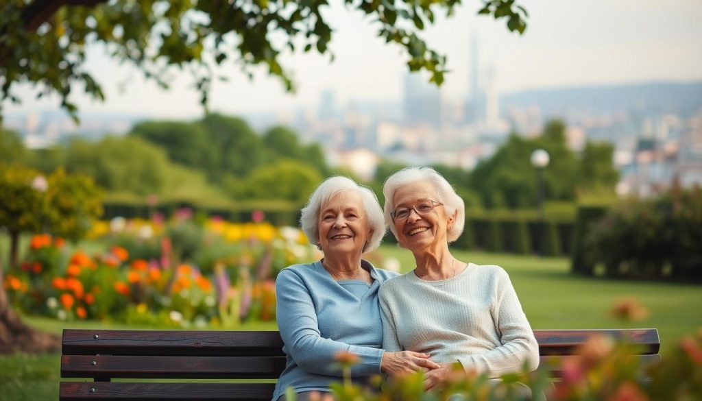 A serene and contemplative scene depicting the concept of annuity income. In the foreground, a retired couple sits together on a park bench, their faces radiating contentment as they enjoy the tranquility of their surroundings. Soft, diffused lighting casts a warm glow, creating a sense of comfort and security. In the middle ground, a lush, well-manicured garden provides a natural backdrop, with vibrant flowers and verdant foliage. The background features a picturesque cityscape, hinting at the financial stability and prosperity that the annuity income has helped the couple to achieve. The overall composition conveys a sense of financial security, personal fulfillment, and a peaceful, well-planned retirement. A serene and contemplative scene depicting the concept of annuity income. In the foreground, a retired couple sits together on a park bench, their faces radiating contentment as they enjoy the tranquility of their surroundings. Soft, diffused lighting casts a warm glow, creating a sense of comfort and security. In the middle ground, a lush, well-manicured garden provides a natural backdrop, with vibrant flowers and verdant foliage. The background features a picturesque cityscape, hinting at the financial stability and prosperity that the annuity income has helped the couple to achieve. The overall composition conveys a sense of financial security, personal fulfillment, and a peaceful, well-planned retirement.