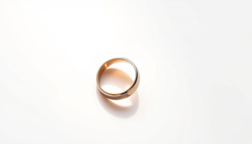 A serene and elegant illustration of two intertwined wedding rings, casting soft, warm shadows on a pristine white background. The rings are captured in sharp focus, their intricate details and lustrous metal surfaces glistening under precisely angled studio lighting. The composition emphasizes the symbolic unity and legal implications of a spousal transfer, conveying a sense of permanence and commitment. The overall mood is one of simplicity, formality, and timelessness, befitting the serious nature of the subject matter.
