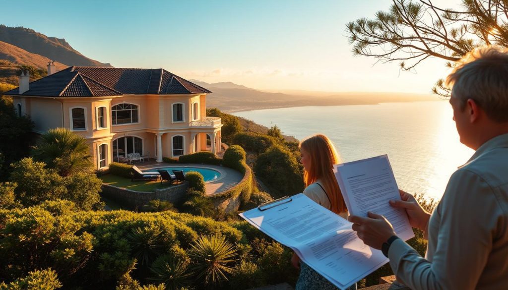 A serene seaside villa nestled amid lush greenery, its stately architecture bathed in warm, golden sunlight. In the foreground, a financial advisor gestures toward a detailed document, guiding a couple through the intricacies of holiday property bond tax planning. The middle ground reveals a picturesque view of the surrounding landscape, with rolling hills and a glistening ocean horizon. The atmosphere exudes a sense of tranquility and professionalism, perfectly capturing the essence of professional expertise in safeguarding one's holiday property from inheritance tax. A serene seaside villa nestled amid lush greenery, its stately architecture bathed in warm, golden sunlight. In the foreground, a financial advisor gestures toward a detailed document, guiding a couple through the intricacies of holiday property bond tax planning. The middle ground reveals a picturesque view of the surrounding landscape, with rolling hills and a glistening ocean horizon. The atmosphere exudes a sense of tranquility and professionalism, perfectly capturing the essence of professional expertise in safeguarding one's holiday property from inheritance tax.