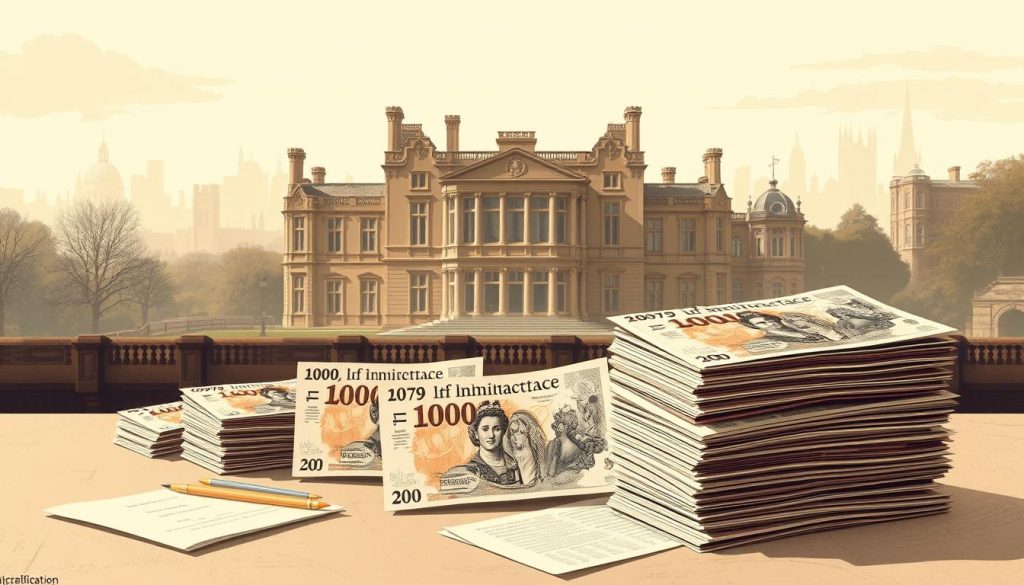 A series of evolving tax legislation depicted through a meticulously rendered digital illustration. In the foreground, a stack of British pound notes and legal documents symbolize the changing inheritance tax policies over the years. The middle ground features a timeless architectural backdrop of a grand manor house, representing the generational wealth impacted by these financial shifts. The background showcases a subtly shifting skyline, hinting at the broader historical context and societal changes influencing the inheritance tax landscape in the United Kingdom. Rendered in a muted, sepia-toned palette to evoke a sense of historical gravitas, the overall composition conveys the complex, nuanced evolution of this significant financial legislation. A series of evolving tax legislation depicted through a meticulously rendered digital illustration. In the foreground, a stack of British pound notes and legal documents symbolize the changing inheritance tax policies over the years. The middle ground features a timeless architectural backdrop of a grand manor house, representing the generational wealth impacted by these financial shifts. The background showcases a subtly shifting skyline, hinting at the broader historical context and societal changes influencing the inheritance tax landscape in the United Kingdom. Rendered in a muted, sepia-toned palette to evoke a sense of historical gravitas, the overall composition conveys the complex, nuanced evolution of this significant financial legislation.