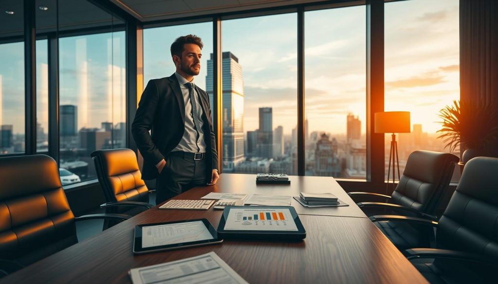 A sleek, modern office interior with a wooden desk, leather chairs, and a large window overlooking a bustling cityscape. On the desk, various financial documents and a tablet display a detailed inheritance tax planning chart. The lighting is warm and inviting, casting a subtle glow over the scene. A well-dressed professional stands beside the desk, contemplating the information with a thoughtful expression. The overall atmosphere conveys a sense of diligence, expertise, and the importance of strategic financial planning for inheritance-related matters. A sleek, modern office interior with a wooden desk, leather chairs, and a large window overlooking a bustling cityscape. On the desk, various financial documents and a tablet display a detailed inheritance tax planning chart. The lighting is warm and inviting, casting a subtle glow over the scene. A well-dressed professional stands beside the desk, contemplating the information with a thoughtful expression. The overall atmosphere conveys a sense of diligence, expertise, and the importance of strategic financial planning for inheritance-related matters.