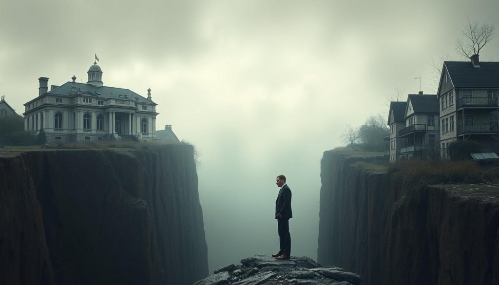 A striking visual representation of the impact of inheritance tax on wealth inequality. In the foreground, a vast chasm divides a lavish mansion on one side and dilapidated housing on the other, symbolizing the growing wealth gap. The middle ground features a somber figure in business attire, contemplating the scales of wealth distribution. The background is a hazy, ethereal landscape bathed in somber lighting, conveying the complex and nuanced nature of this social and economic issue. The scene is captured through the lens of a wide-angle camera, emphasizing the scale and scope of the challenge. The overall mood is one of contemplation and unease, challenging the viewer to consider the implications of inheritance tax on societal equity. A striking visual representation of the impact of inheritance tax on wealth inequality. In the foreground, a vast chasm divides a lavish mansion on one side and dilapidated housing on the other, symbolizing the growing wealth gap. The middle ground features a somber figure in business attire, contemplating the scales of wealth distribution. The background is a hazy, ethereal landscape bathed in somber lighting, conveying the complex and nuanced nature of this social and economic issue. The scene is captured through the lens of a wide-angle camera, emphasizing the scale and scope of the challenge. The overall mood is one of contemplation and unease, challenging the viewer to consider the implications of inheritance tax on societal equity.