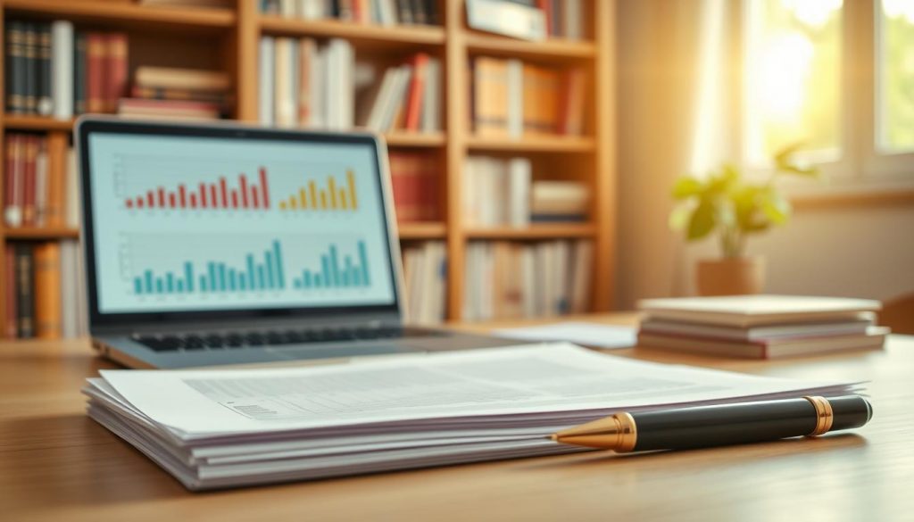 A tasteful, understated image of a carefully curated trust fund setup guide. In the foreground, a stack of legal documents and a pen neatly arranged on a desk, conveying a sense of professionalism and attention to detail. The middle ground features a laptop displaying financial charts and graphs, hinting at the analytical aspects of trust fund management. In the background, a bookshelf filled with finance and investment books sets the tone of expertise and sophistication. Warm, natural lighting from a window casts a soft glow, creating a calming and trustworthy atmosphere. The overall composition suggests a well-planned, secure approach to establishing a family's long-term financial future. A tasteful, understated image of a carefully curated trust fund setup guide. In the foreground, a stack of legal documents and a pen neatly arranged on a desk, conveying a sense of professionalism and attention to detail. The middle ground features a laptop displaying financial charts and graphs, hinting at the analytical aspects of trust fund management. In the background, a bookshelf filled with finance and investment books sets the tone of expertise and sophistication. Warm, natural lighting from a window casts a soft glow, creating a calming and trustworthy atmosphere. The overall composition suggests a well-planned, secure approach to establishing a family's long-term financial future.