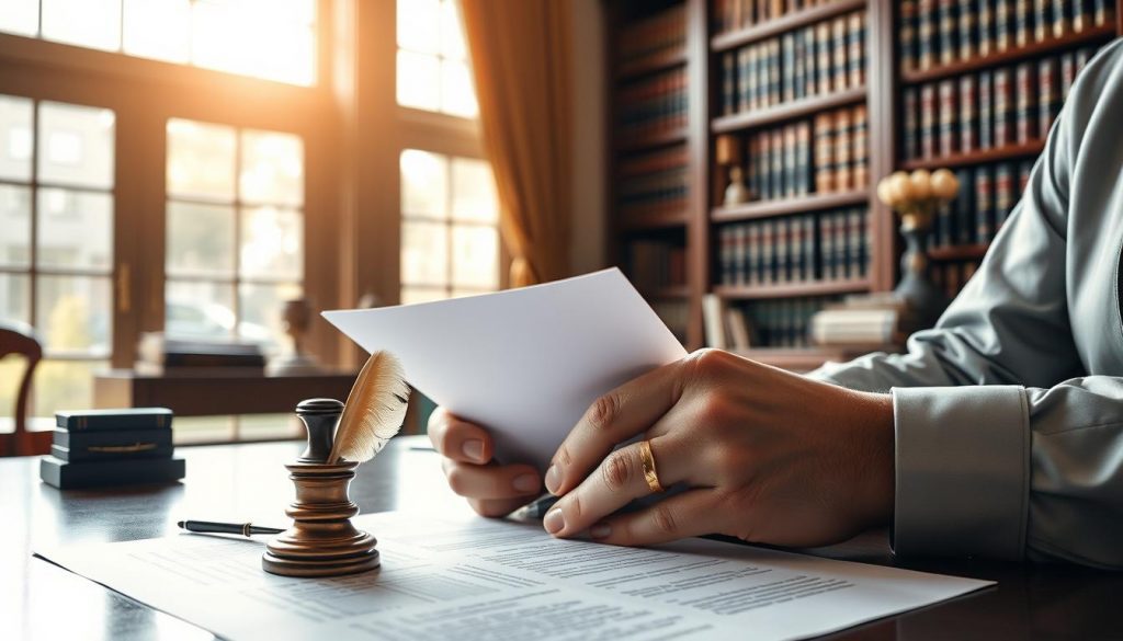 A tastefully appointed home office, illuminated by warm, natural light filtering through large windows. On the desk, a stack of legal documents, a quill pen, and an ornate inkwell. In the foreground, a pair of aged hands carefully reviewing the documents, symbolizing the thoughtful consideration of estate planning and inheritance tax matters for spouses. The background features bookshelves filled with volumes on law and finance, conveying an atmosphere of expertise and wisdom. The overall scene evokes a sense of diligence, responsibility, and the importance of securing one's legacy. A tastefully appointed home office, illuminated by warm, natural light filtering through large windows. On the desk, a stack of legal documents, a quill pen, and an ornate inkwell. In the foreground, a pair of aged hands carefully reviewing the documents, symbolizing the thoughtful consideration of estate planning and inheritance tax matters for spouses. The background features bookshelves filled with volumes on law and finance, conveying an atmosphere of expertise and wisdom. The overall scene evokes a sense of diligence, responsibility, and the importance of securing one's legacy.