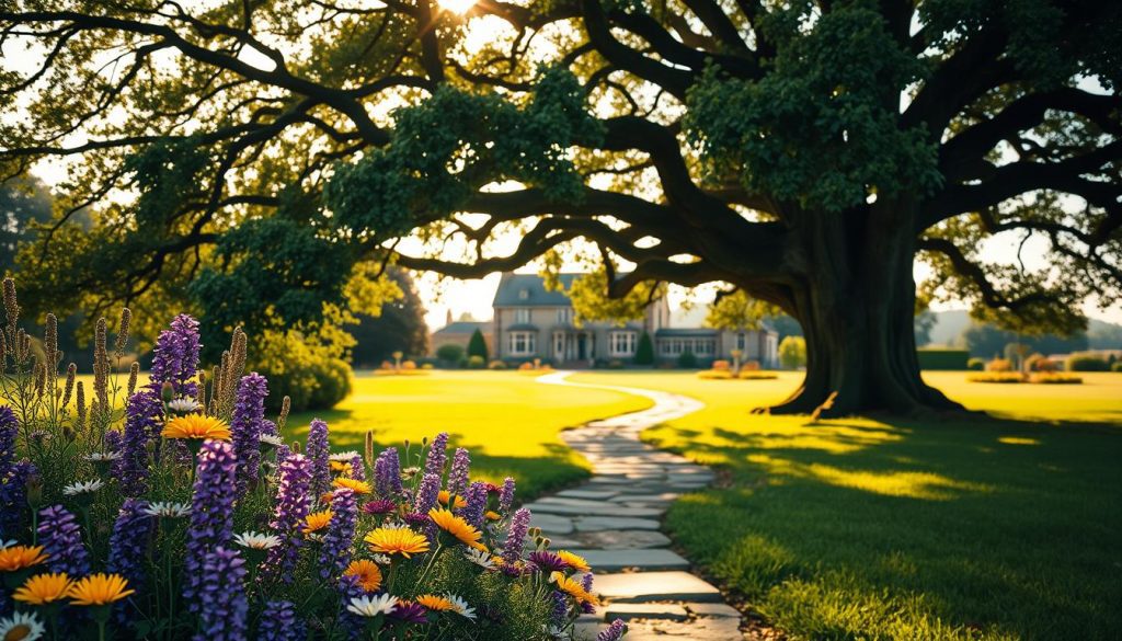 A tranquil scene of a majestic oak tree casting a warm, golden glow over a serene garden. The foreground features a harmonious arrangement of vibrant wildflowers in shades of purple, yellow, and white, symbolizing the growth and renewal associated with inheritance tax relief. In the middle ground, a meandering stone path leads the eye towards a stately manor house, its elegant architecture and lush, verdant landscaping conveying a sense of prosperity and generational wealth. The background is a softly blurred horizon, hinting at the broader context of the Inheritance Tax and Charity landscape. The overall mood is one of balance, harmony, and the responsible stewardship of family legacies. A tranquil scene of a majestic oak tree casting a warm, golden glow over a serene garden. The foreground features a harmonious arrangement of vibrant wildflowers in shades of purple, yellow, and white, symbolizing the growth and renewal associated with inheritance tax relief. In the middle ground, a meandering stone path leads the eye towards a stately manor house, its elegant architecture and lush, verdant landscaping conveying a sense of prosperity and generational wealth. The background is a softly blurred horizon, hinting at the broader context of the Inheritance Tax and Charity landscape. The overall mood is one of balance, harmony, and the responsible stewardship of family legacies.