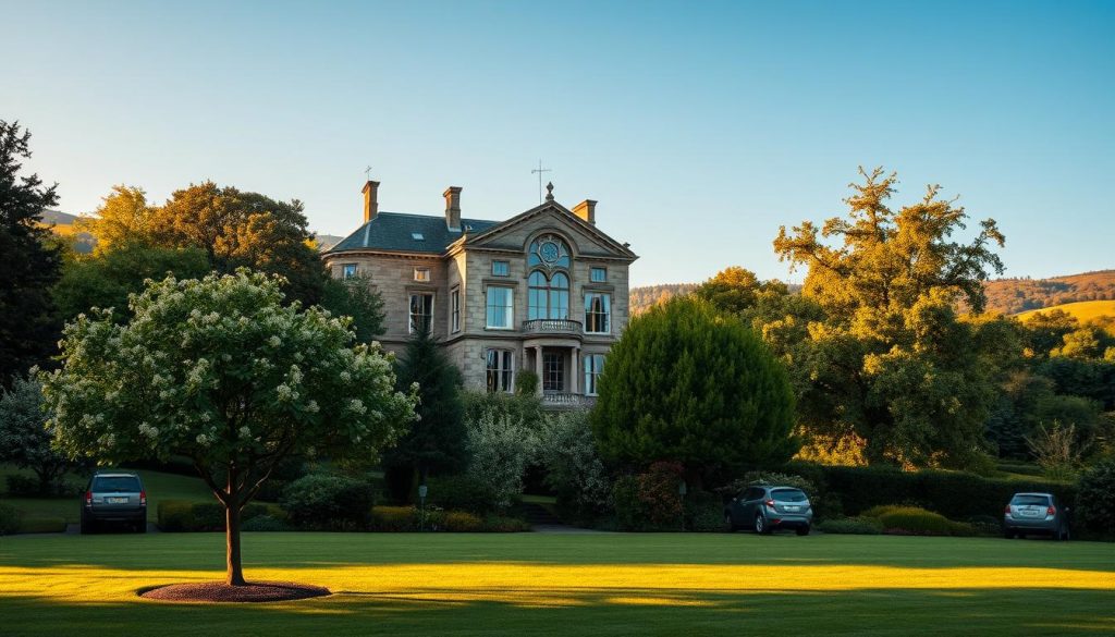 A tranquil scene of an elegant estate overlooking a serene garden. In the foreground, a well-manicured lawn dotted with flourishing trees and shrubs. In the middle ground, a stately manor with grand arched windows and intricate stone detailing, bathed in warm, golden sunlight. The background is framed by rolling hills and a cloudless azure sky. This picturesque setting conveys a sense of stability, prosperity, and timelessness - key factors to consider when planning the distribution of one's estate. The composition is balanced, with a soft, nostalgic tone that evokes a legacy to be passed down through generations. A tranquil scene of an elegant estate overlooking a serene garden. In the foreground, a well-manicured lawn dotted with flourishing trees and shrubs. In the middle ground, a stately manor with grand arched windows and intricate stone detailing, bathed in warm, golden sunlight. The background is framed by rolling hills and a cloudless azure sky. This picturesque setting conveys a sense of stability, prosperity, and timelessness - key factors to consider when planning the distribution of one's estate. The composition is balanced, with a soft, nostalgic tone that evokes a legacy to be passed down through generations.