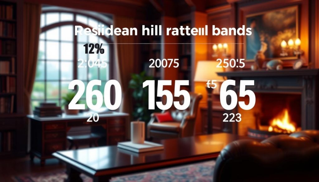 A vibrant, photorealistic rendering of the projected residence nil rate band thresholds for the year 2025, depicted against a softly blurred backdrop of a cozy, well-appointed study. The foreground showcases a sleek, minimalist infographic displaying the relevant figures in a clean, easy-to-read format, with a subtle play of warm lighting casting gentle shadows. The middle ground features a mahogany desk, a plush leather armchair, and a large window overlooking a serene garden scene, conveying a sense of professional yet comfortable setting. The background is enveloped in a warm, inviting ambiance, with bookshelves lining the walls and a crackling fireplace adding to the overall atmosphere of thoughtful contemplation.