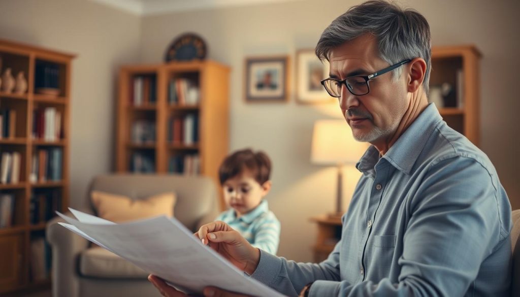 A warm, softly lit interior scene depicting the responsibilities of a legal guardian. In the foreground, a caring adult figure, thoughtful expression, carefully reviewing documents. Surrounding them, a cozy home environment, bookshelves, a comfortable armchair, subtle symbols of guardianship. In the middle ground, a child or ward, gazing with trust. The background subtly blurred, conveying a sense of security and guidance. Composed with a balanced, classical aesthetic, the lighting casting a gentle, protective glow, evoking a mood of diligence, empathy, and legal duty fulfilled. A warm, softly lit interior scene depicting the responsibilities of a legal guardian. In the foreground, a caring adult figure, thoughtful expression, carefully reviewing documents. Surrounding them, a cozy home environment, bookshelves, a comfortable armchair, subtle symbols of guardianship. In the middle ground, a child or ward, gazing with trust. The background subtly blurred, conveying a sense of security and guidance. Composed with a balanced, classical aesthetic, the lighting casting a gentle, protective glow, evoking a mood of diligence, empathy, and legal duty fulfilled.
