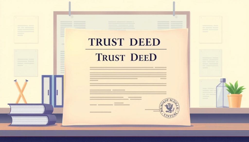 a meticulously crafted, highly detailed digital illustration of a trust deed, set against a bright, clean, and organized background. the document is centered in the frame, with a soft, warm lighting illuminating its crisp, official-looking text and official seals. the paper's surface has a subtle tactile quality, with a hint of embossed lettering and a faint watermark visible. the overall composition conveys a sense of authority, trust, and financial security, perfectly fitting the subject matter of the article's "essential documents required" section. a meticulously crafted, highly detailed digital illustration of a trust deed, set against a bright, clean, and organized background. the document is centered in the frame, with a soft, warm lighting illuminating its crisp, official-looking text and official seals. the paper's surface has a subtle tactile quality, with a hint of embossed lettering and a faint watermark visible. the overall composition conveys a sense of authority, trust, and financial security, perfectly fitting the subject matter of the article's "essential documents required" section.
