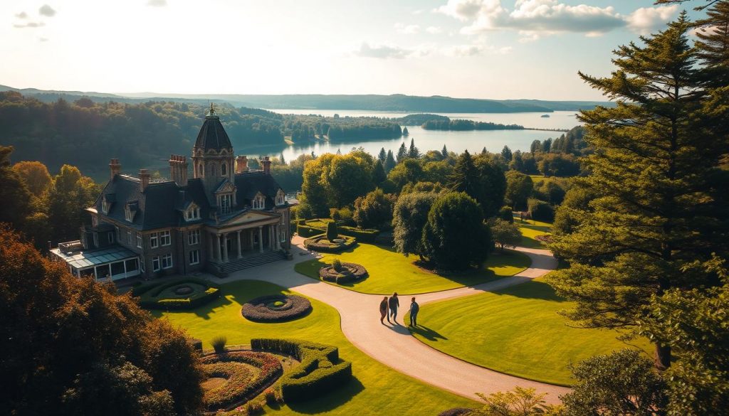 a stunning estate nestled in a verdant landscape, with a stately manor house and manicured gardens in the foreground. the sun casts a warm, golden glow across the scene, illuminating the intricate architecture and lush foliage. in the middle ground, a family strolls along a winding path, deep in conversation, suggesting the importance of inheritance planning and trust management. the background features a serene lake reflecting the sky, creating a sense of tranquility and timelessness. the overall mood is one of affluence, legacy, and the need to safeguard one's family's future. a stunning estate nestled in a verdant landscape, with a stately manor house and manicured gardens in the foreground. the sun casts a warm, golden glow across the scene, illuminating the intricate architecture and lush foliage. in the middle ground, a family strolls along a winding path, deep in conversation, suggesting the importance of inheritance planning and trust management. the background features a serene lake reflecting the sky, creating a sense of tranquility and timelessness. the overall mood is one of affluence, legacy, and the need to safeguard one's family's future.