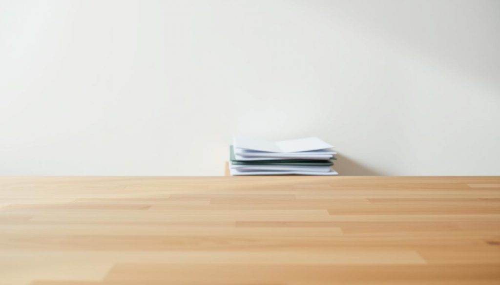 a serene and minimalist composition depicting a bare trust setup, with a clean, modern aesthetic. The foreground features a simple, wooden table or desk, its surface smooth and uncluttered. In the middle ground, a stack of legal documents or a folder sits atop the table, representing the key elements of the bare trust arrangement. The background is a soft, neutral-toned wall, creating a calming and professional atmosphere. The lighting is natural and diffused, with a gentle, warm glow illuminating the scene. The overall mood is one of simplicity, clarity, and a sense of secure organization, reflecting the nature of a bare trust setup.