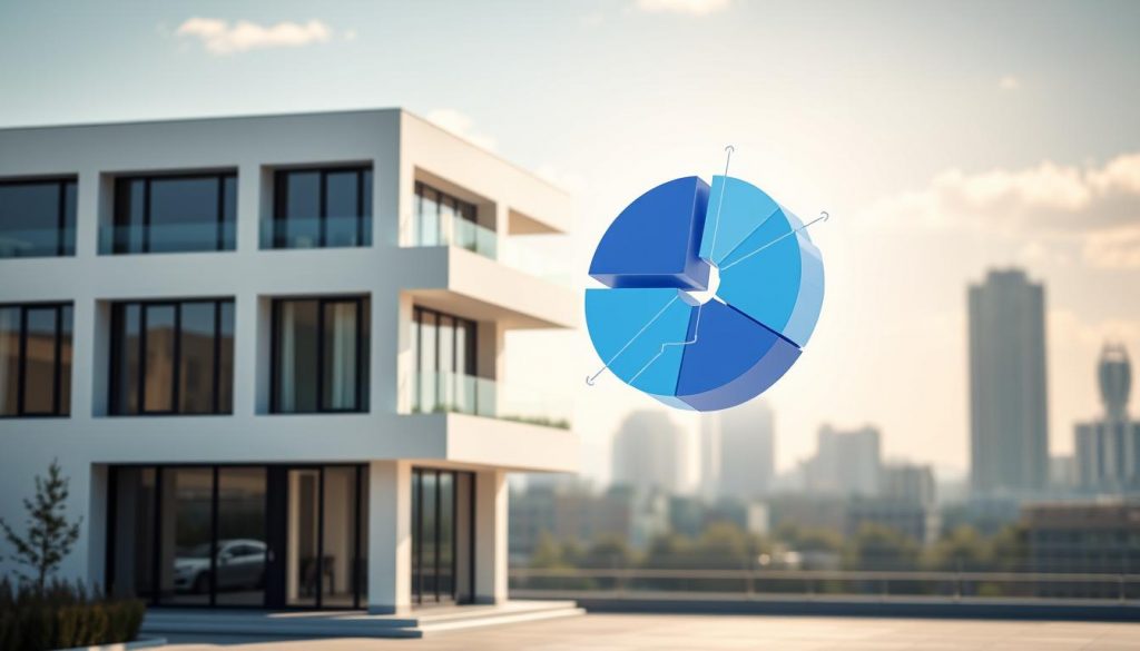A high-resolution image depicting the concept of capital gains tax on overseas property. A modern, minimalist architectural building with clean lines and large windows, representing a foreign real estate investment. In the foreground, floating above the building, a semi-transparent 3D visualization of a pie chart, illustrating the breakdown of capital gains tax components. The chart is rendered with a cool color palette, creating a sense of financial analysis and taxation. The background is a softly blurred cityscape, hinting at the global nature of the topic. Bright, natural lighting casts long shadows, adding depth and a sense of solidity to the scene. The overall mood is one of precision, clarity, and financial sophistication. A high-resolution image depicting the concept of capital gains tax on overseas property. A modern, minimalist architectural building with clean lines and large windows, representing a foreign real estate investment. In the foreground, floating above the building, a semi-transparent 3D visualization of a pie chart, illustrating the breakdown of capital gains tax components. The chart is rendered with a cool color palette, creating a sense of financial analysis and taxation. The background is a softly blurred cityscape, hinting at the global nature of the topic. Bright, natural lighting casts long shadows, adding depth and a sense of solidity to the scene. The overall mood is one of precision, clarity, and financial sophistication.