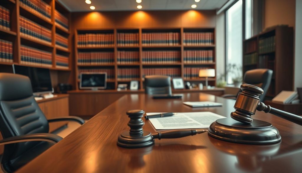 A modern, professional-looking office interior with a large wooden desk, sleek computer equipment, and a bookshelf filled with law books in the background. On the desk, there are papers, a pen, and a gavel, symbolizing the probate process. The lighting is warm and inviting, creating a sense of authority and importance. The camera angle is slightly elevated, giving a sense of the gravity of the probate proceedings. The overall atmosphere conveys a sense of thoughtful deliberation and legal expertise. A modern, professional-looking office interior with a large wooden desk, sleek computer equipment, and a bookshelf filled with law books in the background. On the desk, there are papers, a pen, and a gavel, symbolizing the probate process. The lighting is warm and inviting, creating a sense of authority and importance. The camera angle is slightly elevated, giving a sense of the gravity of the probate proceedings. The overall atmosphere conveys a sense of thoughtful deliberation and legal expertise.