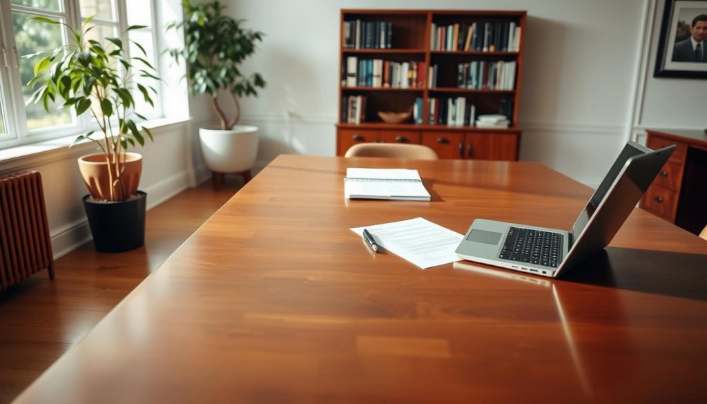 A tranquil office setting with a large wooden desk, a potted plant, and a bookshelf in the background. On the desk, there are documents, a pen, and a laptop open, conveying an atmosphere of focused deliberation. Soft, natural lighting illuminates the scene, creating a sense of professionalism and problem-solving. The overall mood is one of measured contemplation, as if the viewer is privy to the careful consideration of probate dispute resolution strategies. A tranquil office setting with a large wooden desk, a potted plant, and a bookshelf in the background. On the desk, there are documents, a pen, and a laptop open, conveying an atmosphere of focused deliberation. Soft, natural lighting illuminates the scene, creating a sense of professionalism and problem-solving. The overall mood is one of measured contemplation, as if the viewer is privy to the careful consideration of probate dispute resolution strategies.