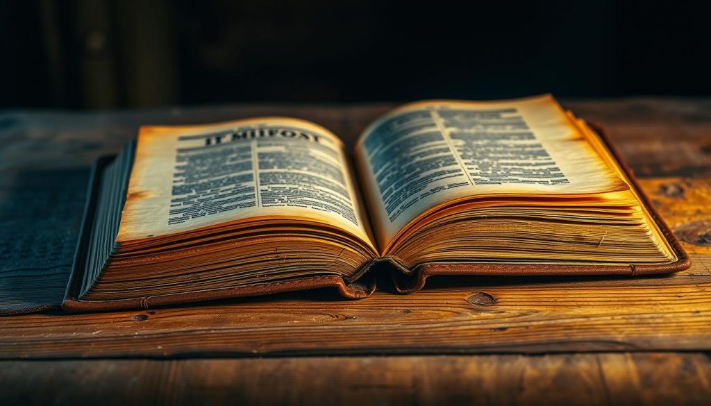 A weathered leather-bound book lies open on a wooden table, illuminated by soft, warm lighting. The pages are yellowed and crumpled, hinting at the history and significance of the document within. The camera angle is slightly elevated, creating a sense of reverence and importance. The background is blurred, allowing the book to take center stage, its content the focus of the viewer's attention. The overall atmosphere is one of discovery and intrigue, inviting the viewer to delve into the mysteries of the lost testament. A weathered leather-bound book lies open on a wooden table, illuminated by soft, warm lighting. The pages are yellowed and crumpled, hinting at the history and significance of the document within. The camera angle is slightly elevated, creating a sense of reverence and importance. The background is blurred, allowing the book to take center stage, its content the focus of the viewer's attention. The overall atmosphere is one of discovery and intrigue, inviting the viewer to delve into the mysteries of the lost testament.